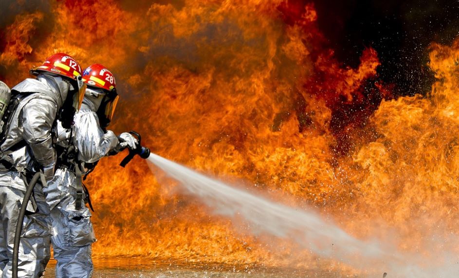 firemen putting out fire